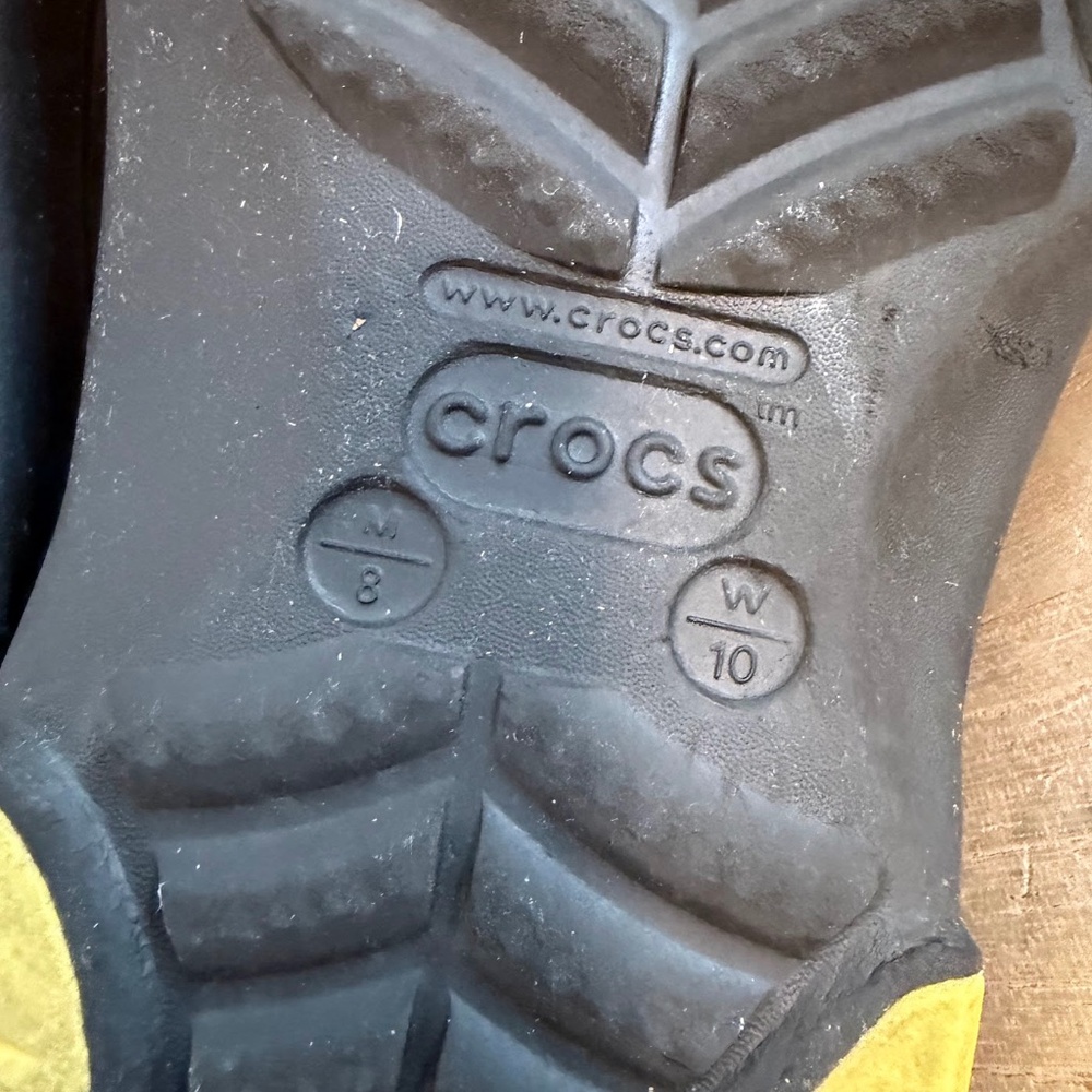 Crocs Classic Clogs Black w/ Teal & Yellow Heel Strap Unisex Size M8 W10 - Picture 6 of 8